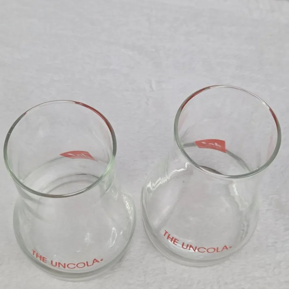 Vintage 7-Up The Uncola Glasses Set of‎ 2 Upside Down Glass Vintage Seven Up